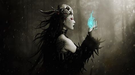 Hd Wallpaper Witch Demon Darkness Magical Black Hair Artwork