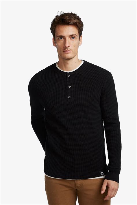 Waffle Henley Black Shopperboard