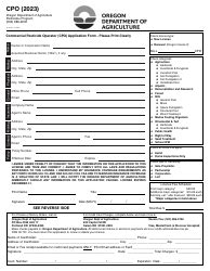 2023 Oregon Commercial Pesticide Operator Cpo Application Form