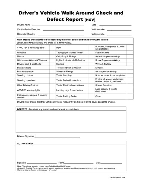 Driver S Vehicle Walk Around Check And Form Fill Out And Sign