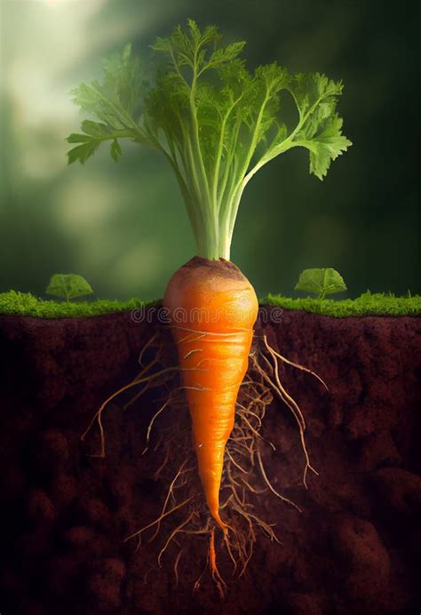 Carrot Roots Grow In Soil View From Underground Generative Ai Stock