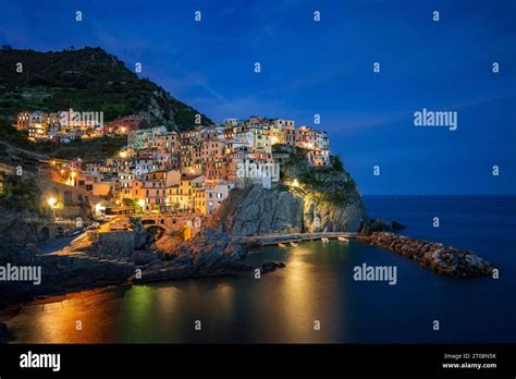 Village View Colourful Houses Of The Fishing Village Of Manarola