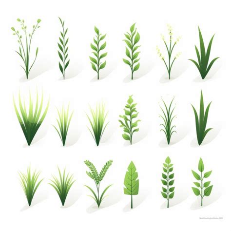 Minimalistic Grass Set Vector Svg Flat Animation Asset Premium Ai