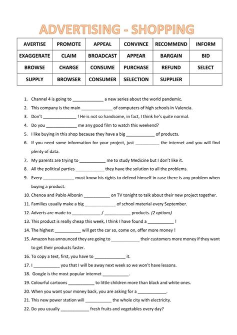 Advertising And Shopping Worksheet Live Worksheets Worksheets Library