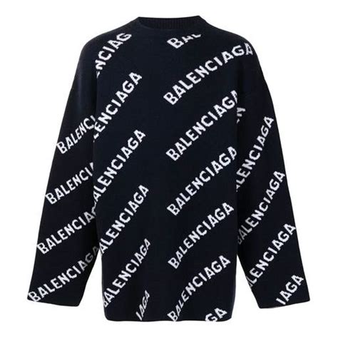 Balenciaga Intarsia Knit Logo Jumper Black 623283t15674177 Kicks Crew