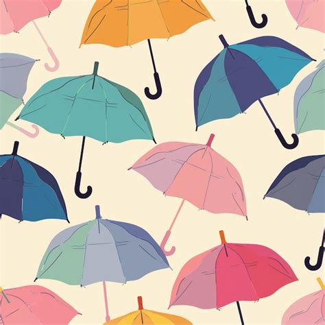 Umbrella Pattern In Pastel Colors Premium Ai Generated Image