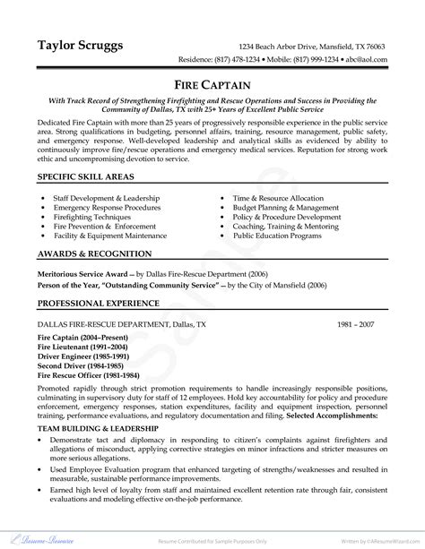 Fireman Resume Example Templates At