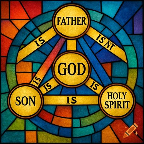 colorful modern stained glass depiction   shield   trinity