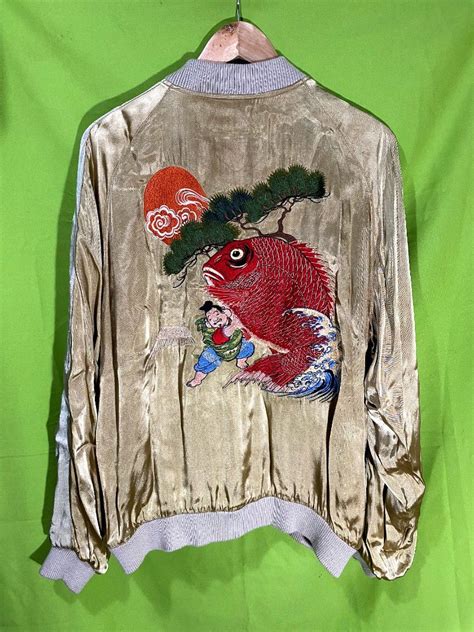 Vintage Reversible Sukajan Jacket Embroidery By Japanese Classic Script