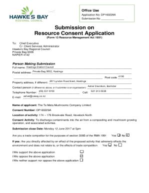 Fillable Online Fillable Submission On Resource Consent Application