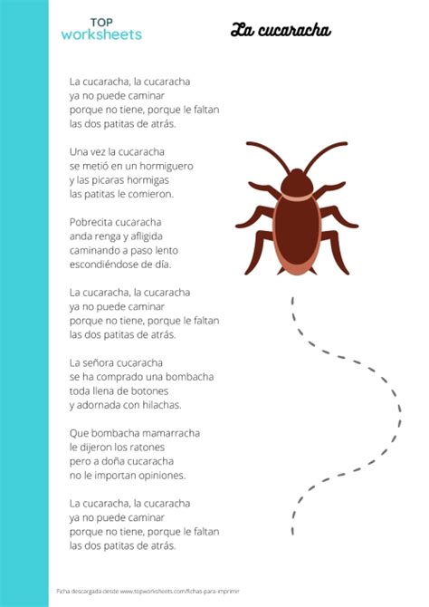 La Cucaracha Ficha Para Imprimir TopWorksheets