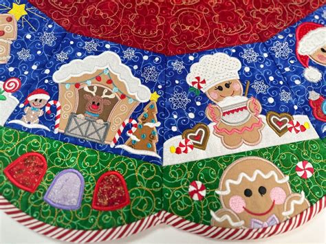 ITH Gingerbread Tree Skirt Machine Embroidery Designs By JuJu