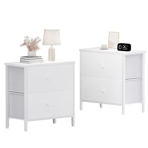 Boluo White Nightstands Set Of 2 2 Drawer Dresser For Bedroom Night Stand Small Dresser End