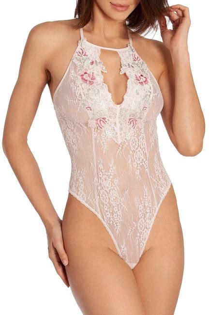 Aar097 Light Pink Sheer Lace Teddy Lucys Boudoir