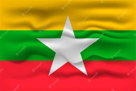 Premium Vector Waving Flag Of The Country Myanmar Vector Illustration