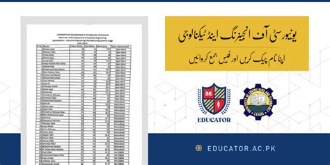 UET Lahore Merit List 2024 Closing Aggregates Educator Ac Pk