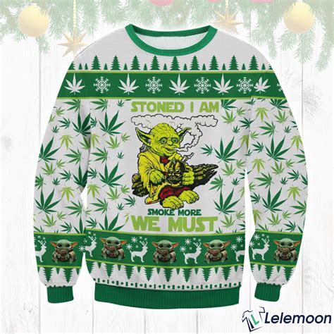 Marijuana Yoda Stoned I Am Ugly Christmas Sweater - Lelemoon