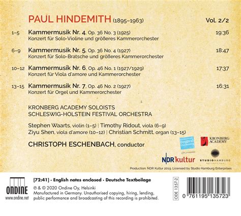 Paul Hindemith Kammermusiken Nr 4 7 CD Jpc