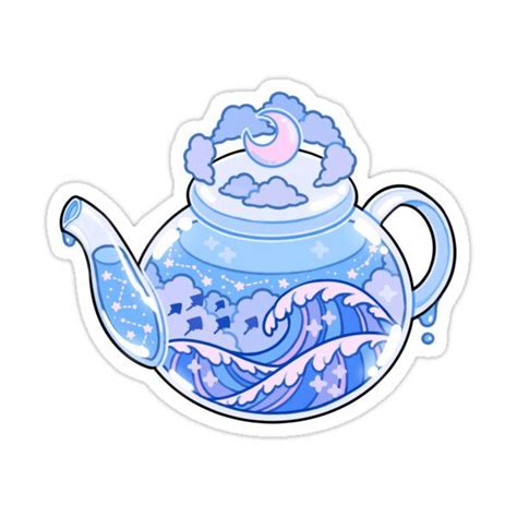 Ocean Teapot Sticker For Sale By Freshbobatae Cute Kawaii Drawings