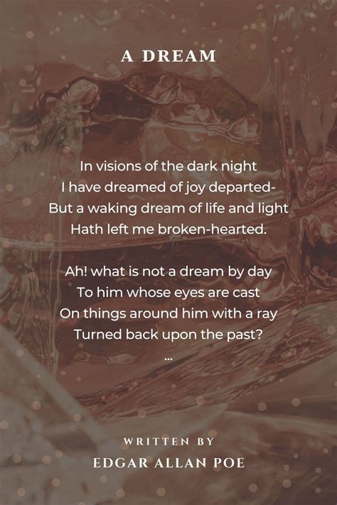 A Dream A Dream Poem By Edgar Allan Poe In 2024 Edgar Allan Poe