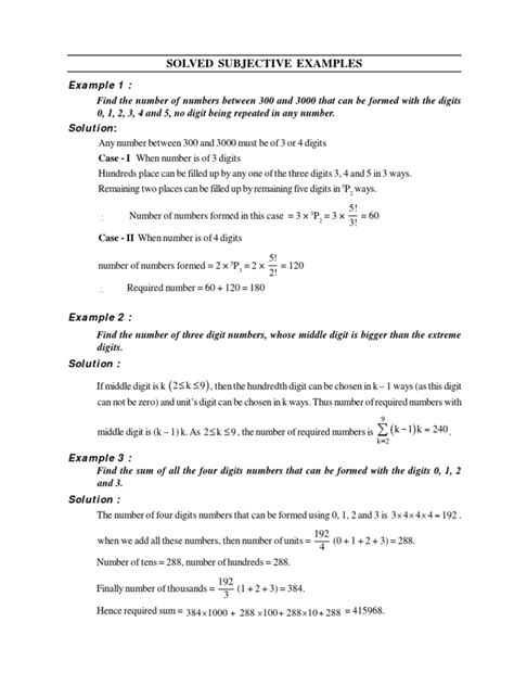 Permutation And Combination 02 Solved Example Pdf