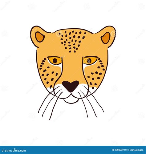 Cute Cheetah Face Hand Drawn Illustration, Sketch. Stock Vector ...