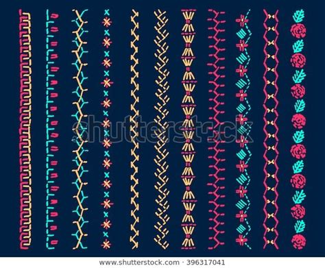 Ensemble D L Ments Vectoriels De Broderie Folklorique Image