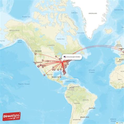 Direct flights from Cincinnati - 56 destinations - CVG, USA ...