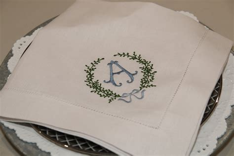 Monogrammed Linen Napkins Monogram Napkin Set Embroidered - Etsy