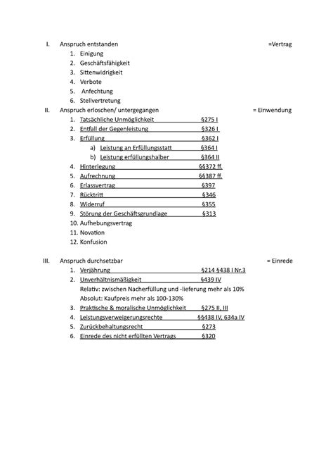 Anspruch Entstanden Schemata I Anspruch Entstanden Vertrag 1