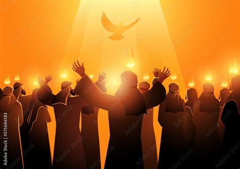 Biblical Silhouette Pentecost Holy Spirit Ok Stock Vector Adobe Stock