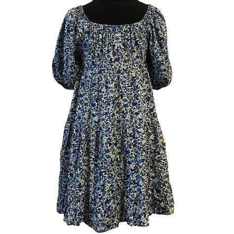 Wild Fable Blue Floral Puff Sleeve Mini Dress Xs Depop