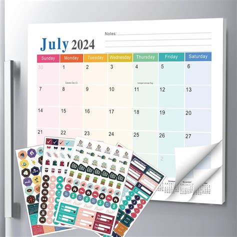 Magnetic Calendar For Refrigerator Monthly From July