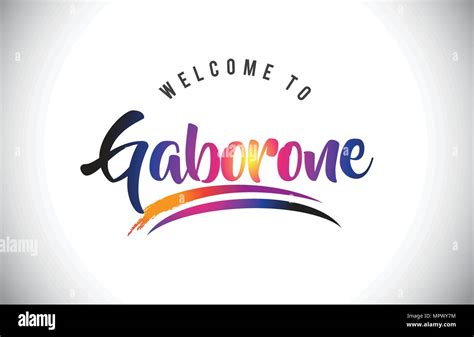 Gaborone Welcome To Message In Purple Vibrant Modern Colors Vector