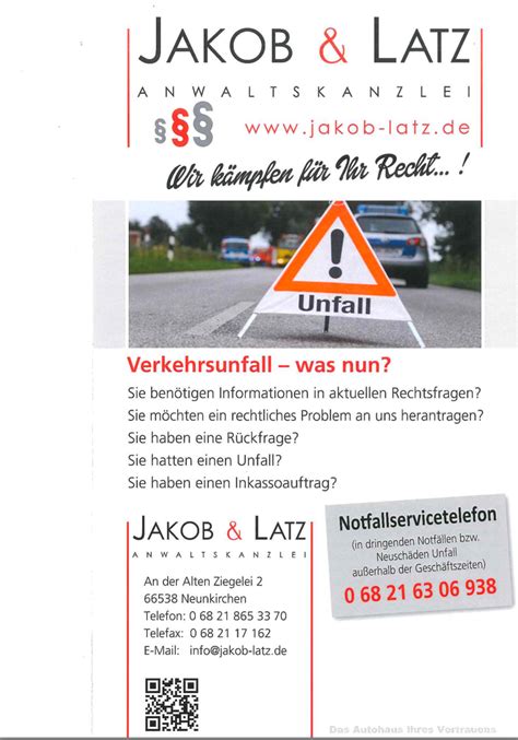 Schadenmanagement Autohaus Jakob Latz Anwaltskanzlei Verkehrsrecht