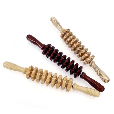 9 Wheel Wooden Abdomen Massager Multifunctional Fitness Roller Stick