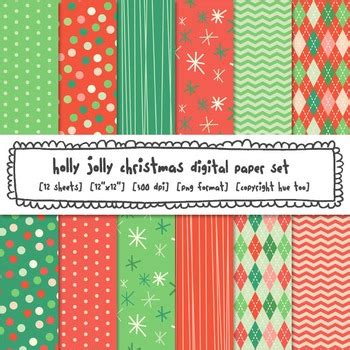 Christmas Digital Paper, Red and Green Holiday Digital Backgrounds