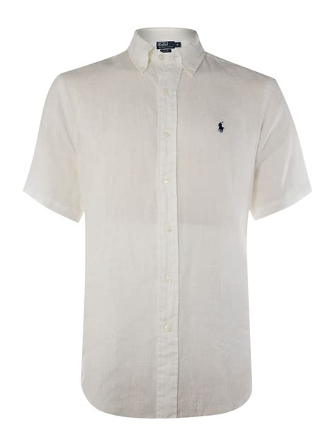 Polo Ralph Lauren Short Sleeved Linen Shirt In White For Men Lyst