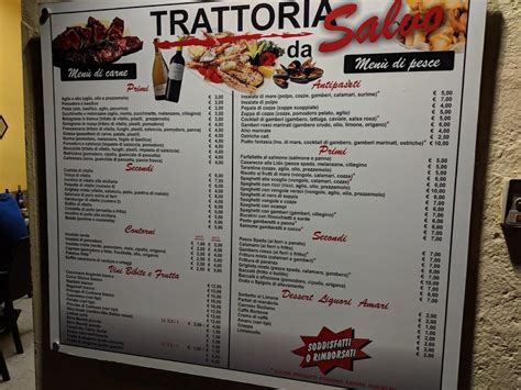 Carta Del Restaurante Trattoria Da Salvo Palermo Corso Tukory