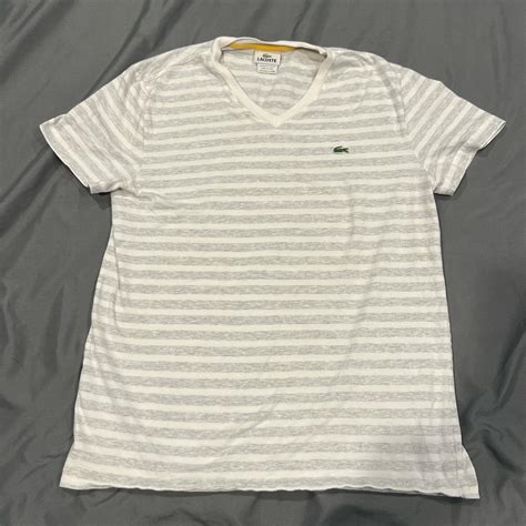 Lacoste V Neck T Shirt Mens L Striped Depop