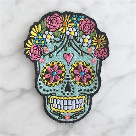 Day Of The Dead Sugar Skull Patch Embroidered Patches Skull Patch