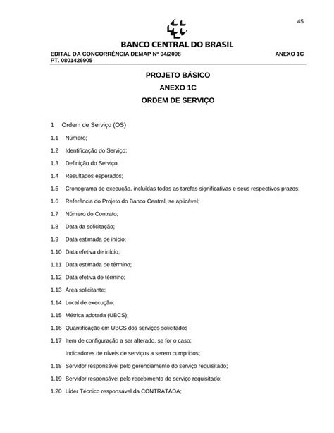 PDF PROJETO BÁSICO ANEXO 1C ORDEM DE SERVIÇO ORDEM DE SERVIÇO 1