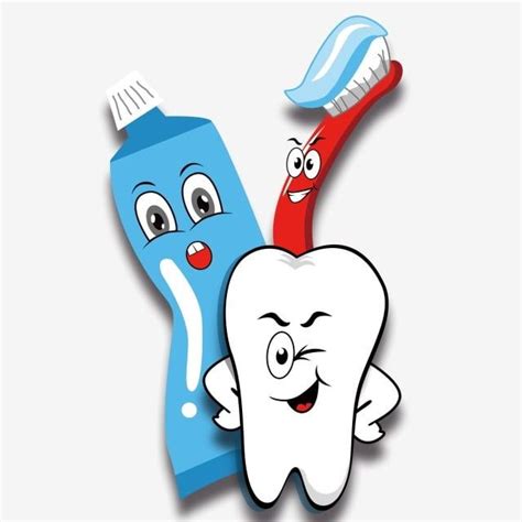 Cartoon Toothbrush And Toothpaste With Funny Faces