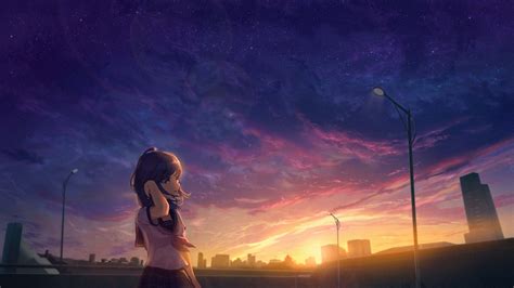 anime girl hd sunrise  wallpaper hd anime  wallpapers images