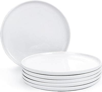 Amhomel 12 Piece White Porcelain Dinner Plates Round Dessert Or Salad