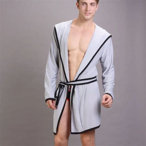 Summer Mens Bathrobe Viscose Sexy Robe Lounge Mens Loose Silky