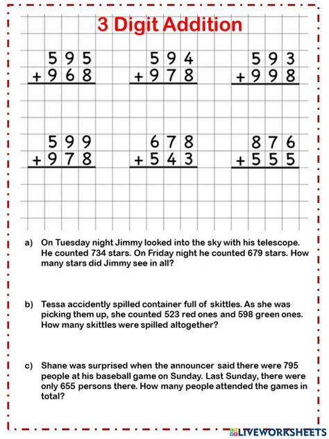 3 Digit Addition With Regrouping Interactive Worksheet Artofit