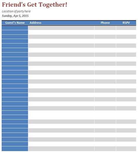 Party/Event Guest List Word Template | Office Templates Online