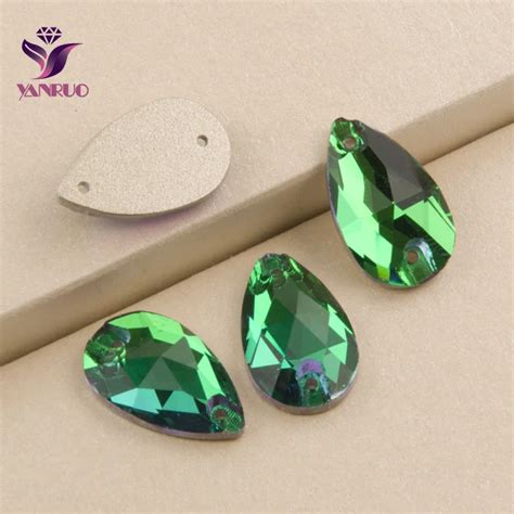 YANRUO diamantes de imitación verdes para coser diamantes de imitación