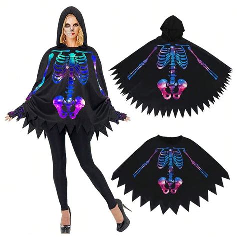 1pc Halloween Skeleton Cloak Costume Accessory Cape Party Cosplay Prop